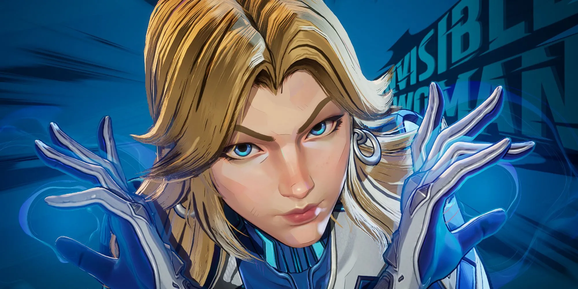 Nhân vật Invisible Woman trong Marvel Rivals với hiệu ứng kỹ năng đặc trưng, minh họa cho sự ưu tiên niềm vui trong thiết kế.