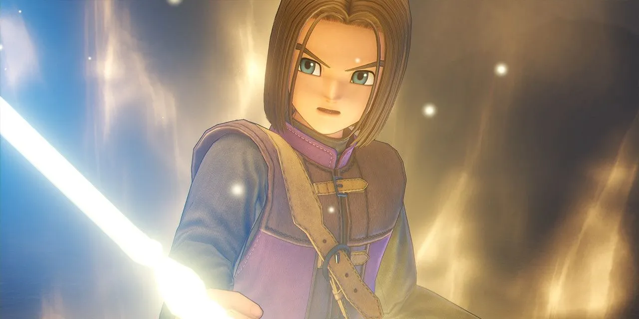 Nhân vật Luminary cầm Gươm Ánh Sáng, biểu tượng của người được chọn trong Dragon Quest 11