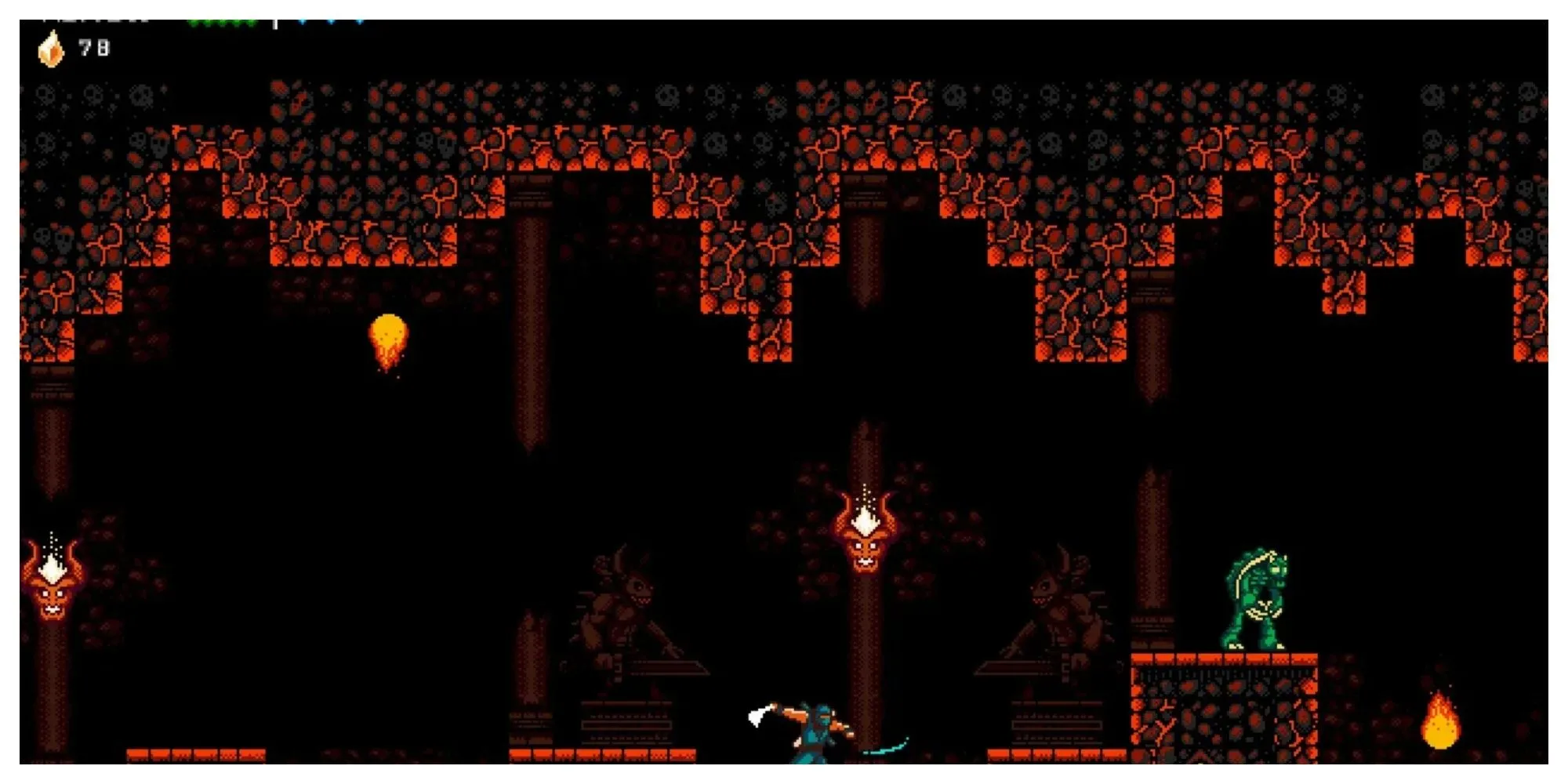Nhân vật ninja trong The Messenger với phong cách đồ họa pixel, nổi bật với soundtrack chiptune điêu luyện