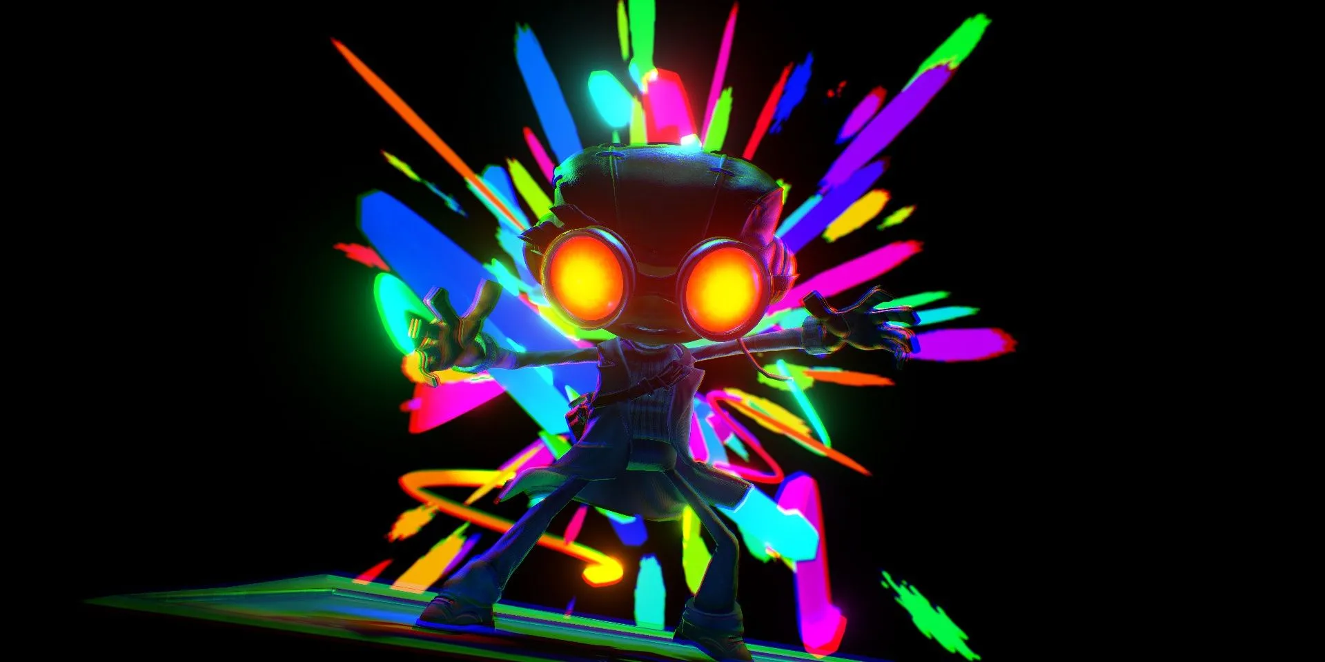 Nhân vật Raz dùng kỹ năng Time Bubble trong một màn chơi đầy màu sắc của Psychonauts 2