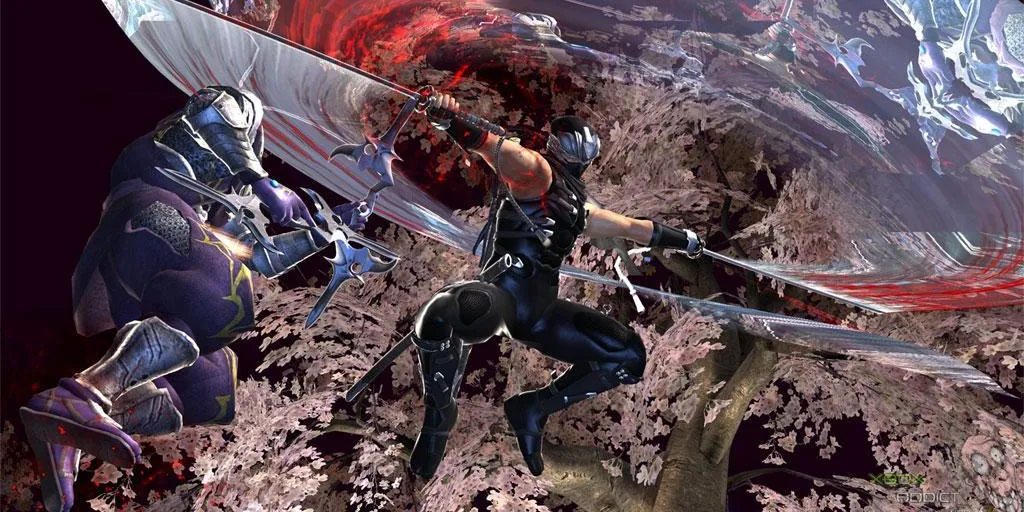 Nhân vật Ryu Hayabusa trong Ninja Gaiden 2 đang chiến đấu