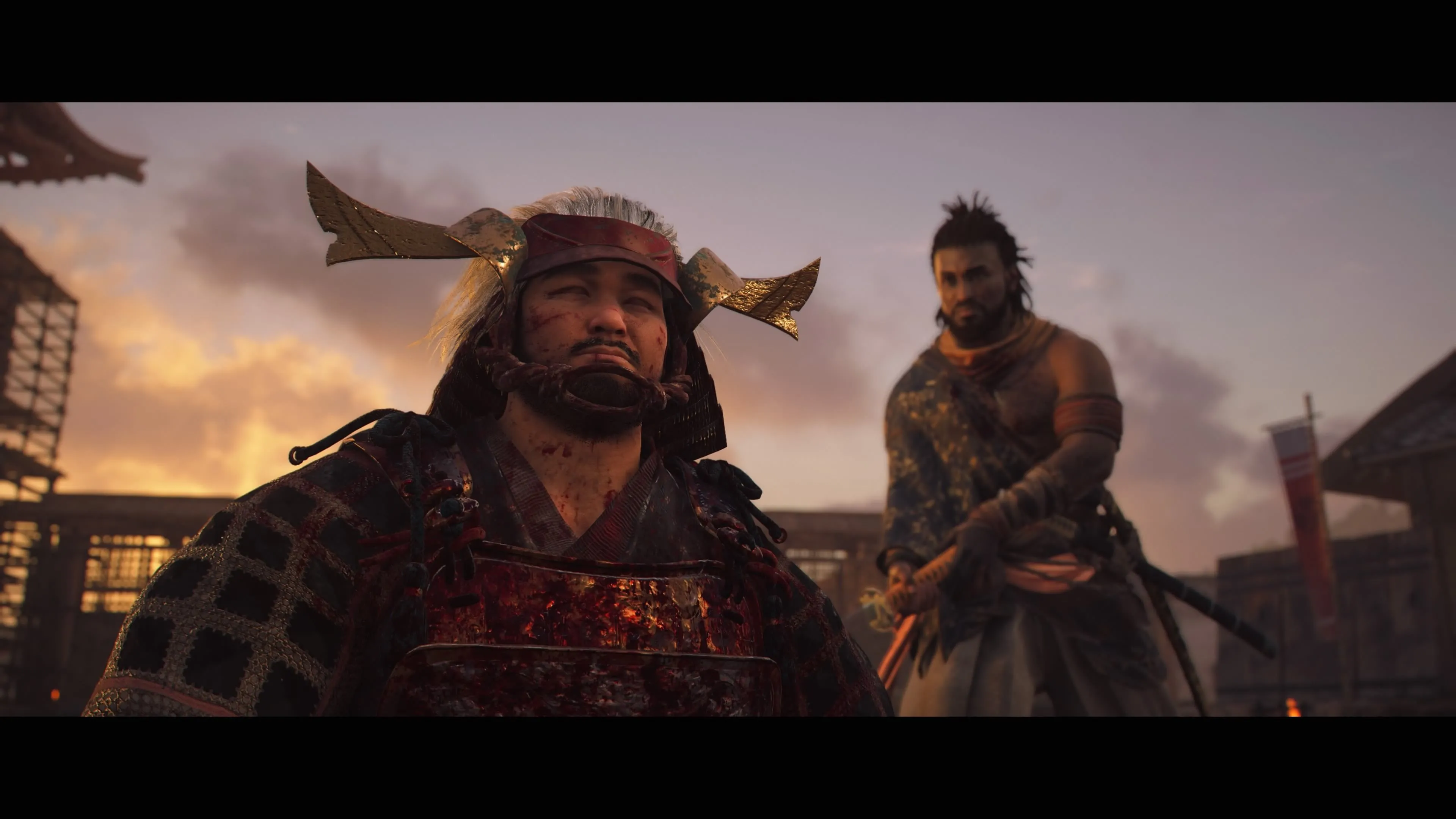 Nhân vật trong Assassin's Creed Shadows đang thực hiện động tác parkour trên mái nhà
