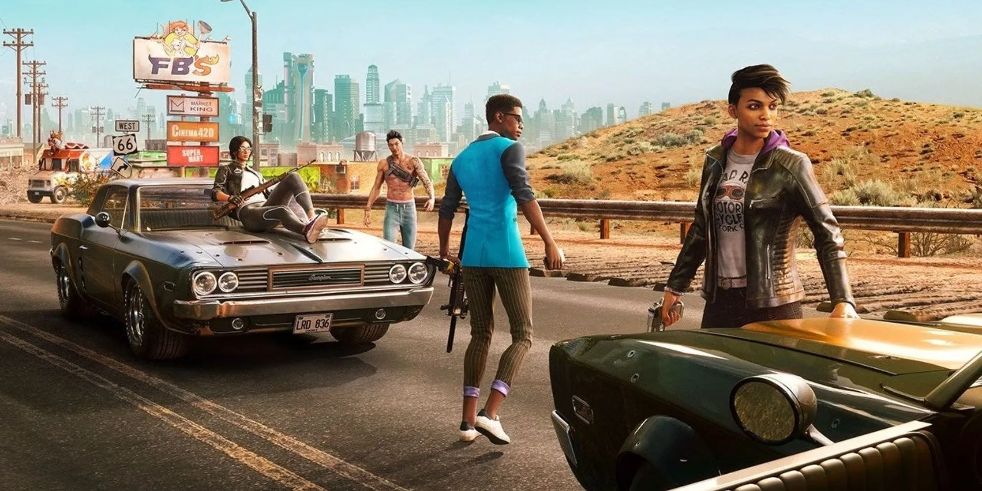 Nhân vật trong Saints Row 2022 đứng giữa một thế giới mở đầy màu sắc nhưng thiếu sức hút