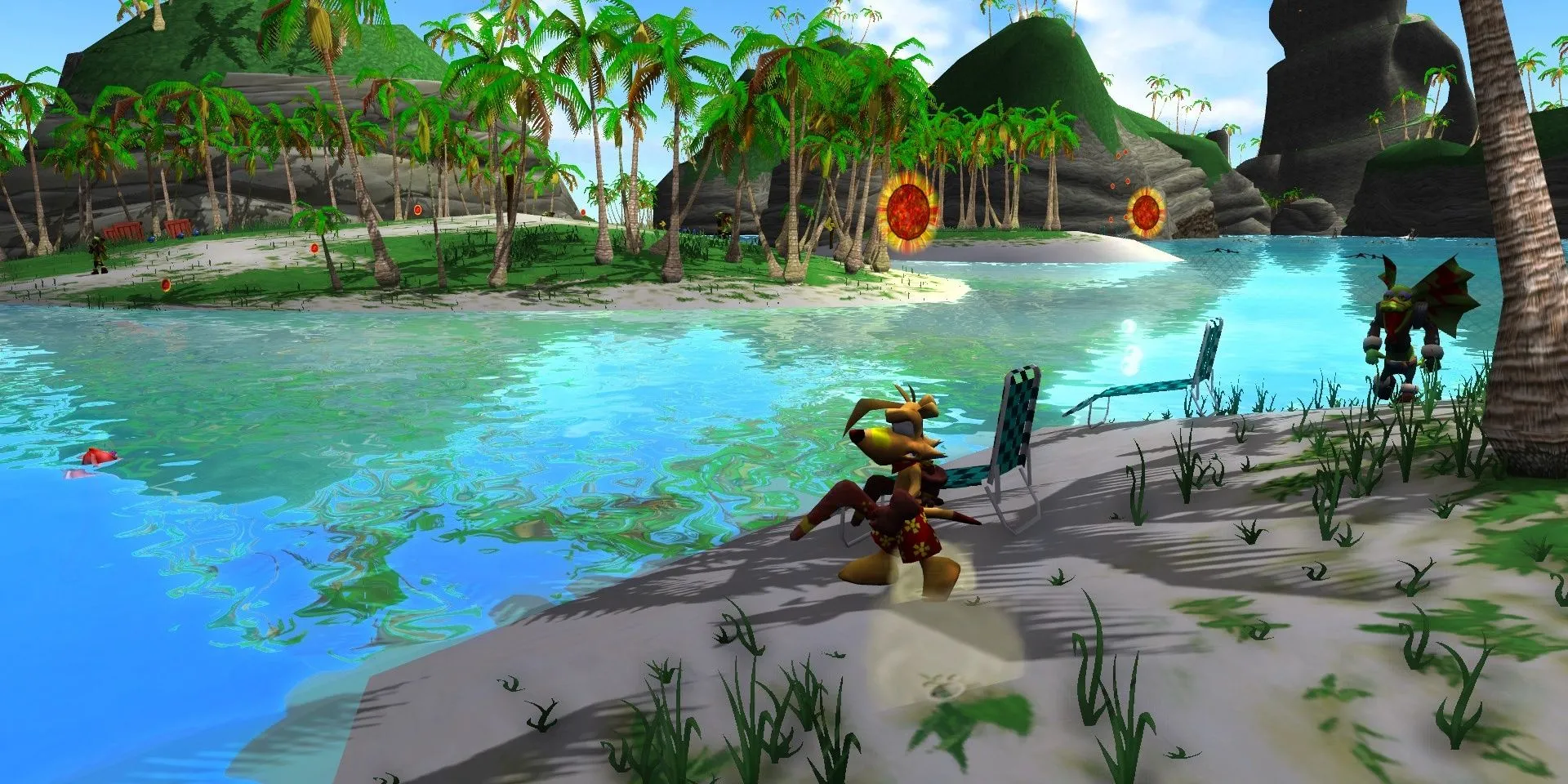 Nhân vật Ty the Tasmanian Tiger trong một màn chơi bãi biển