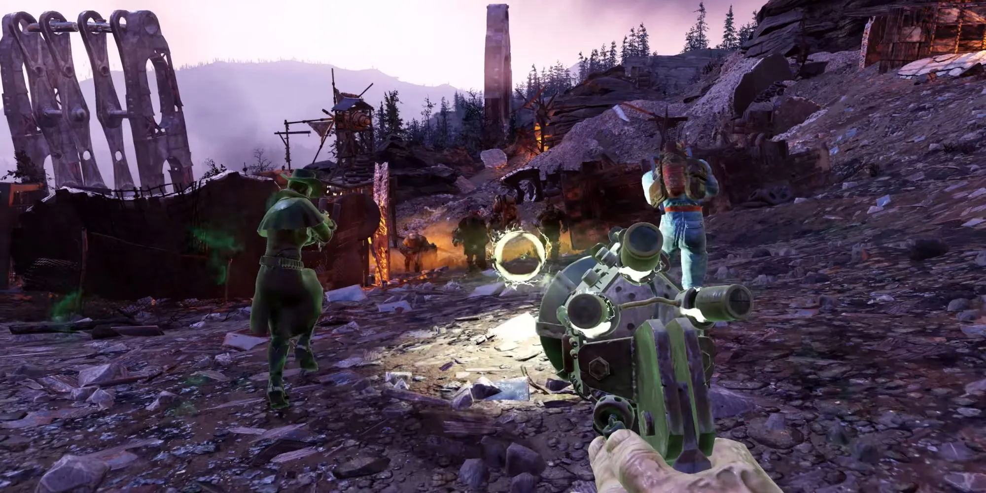 Nhóm người chơi Ghoul trong Fallout 76 đang chiến đấu với kẻ thù, thể hiện sức mạnh mới