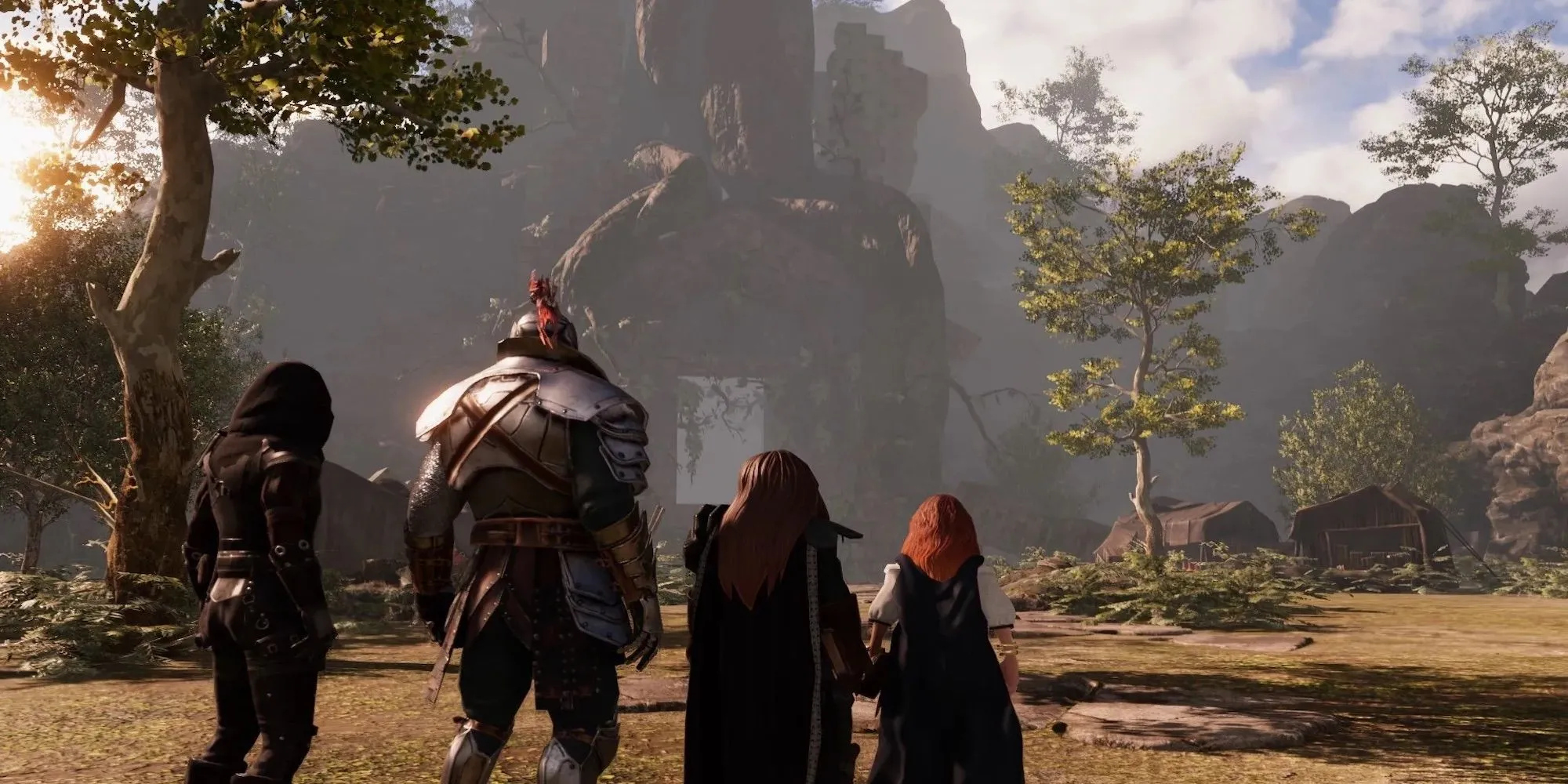 Nhóm nhân vật trong Solasta Crown of the Magister đang khám phá một thế giới fantasy hùng vĩ