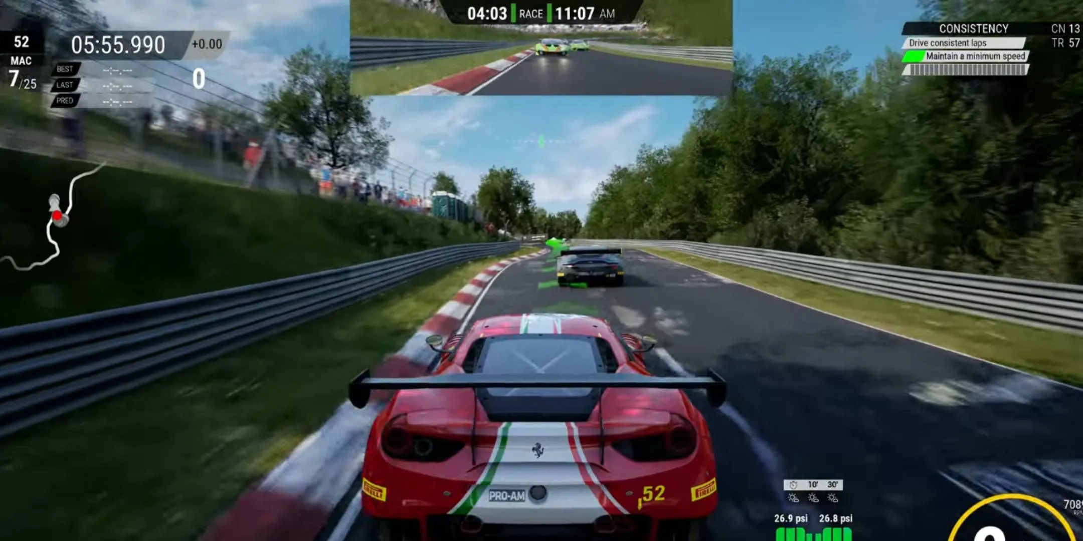 Những chiếc xe đang đua trên đường trong Assetto Corsa Competizione