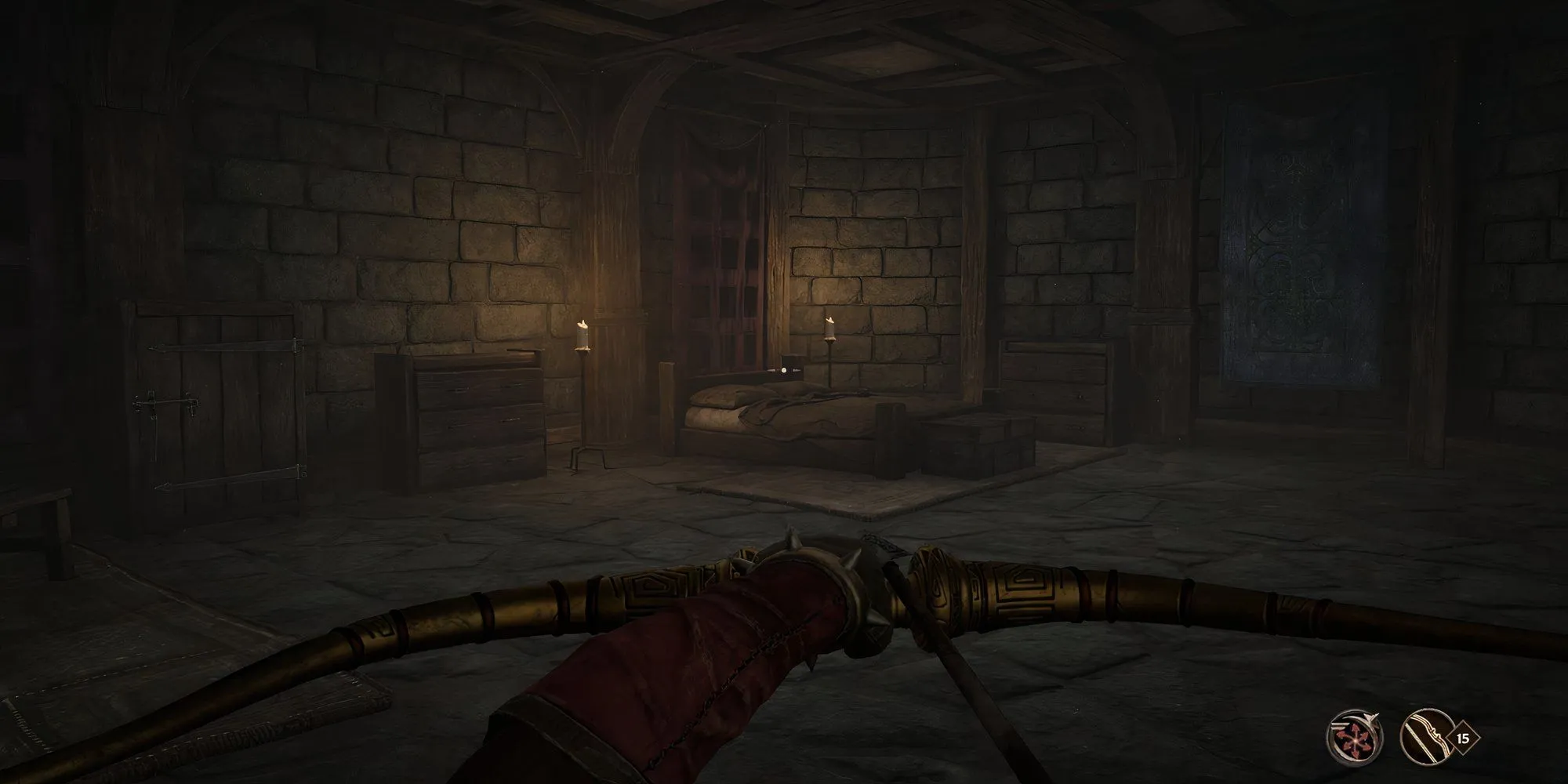 NPC Rufio đang ngủ trong Inn of Ill Omen, mục tiêu ám sát đầu tiên cho nhiệm vụ gia nhập Dark Brotherhood trong Oblivion Remastered
