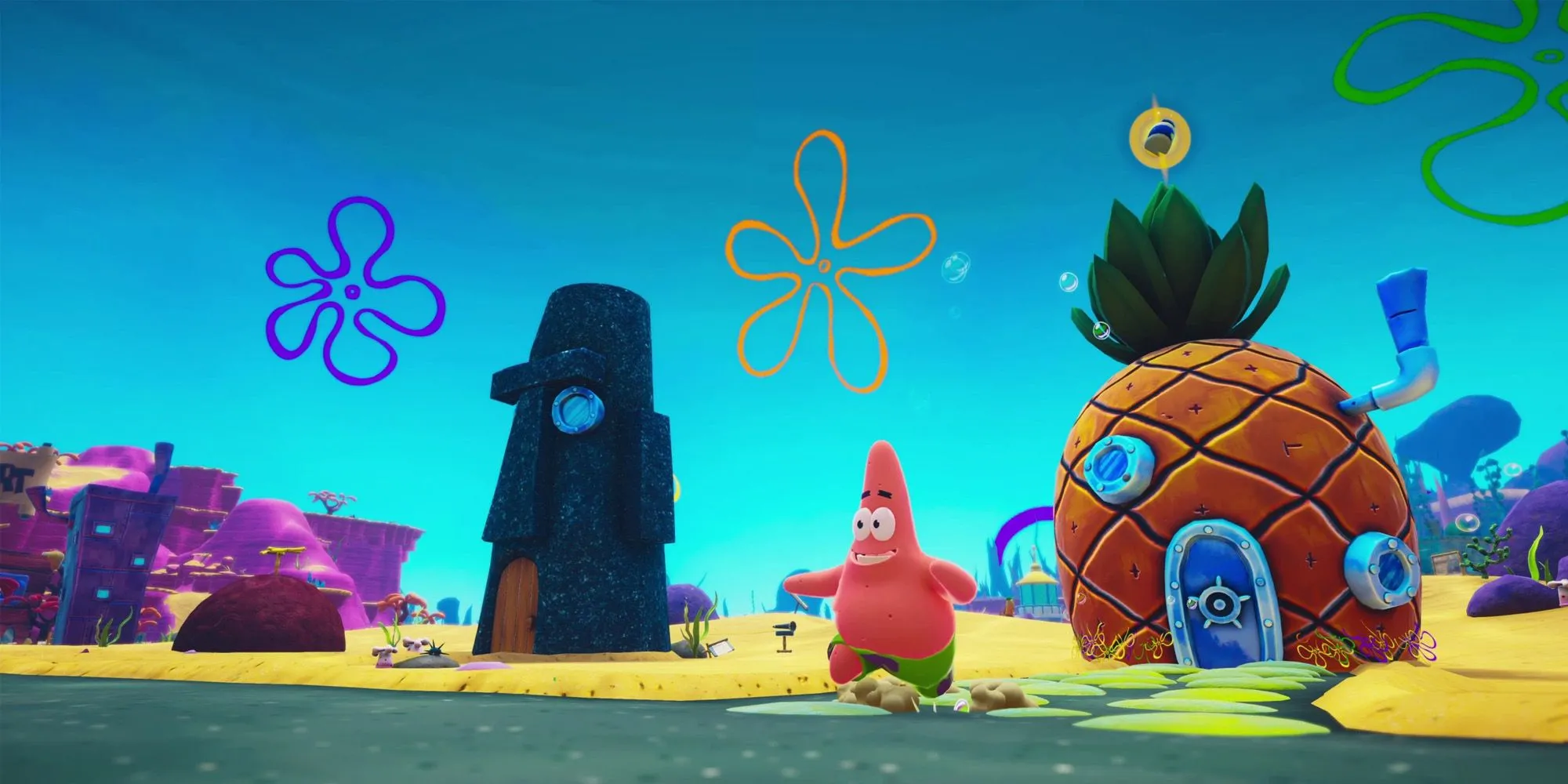 Patrick Star và SpongeBob trong game thế giới mở của Patrick Star, bối cảnh Bikini Bottom