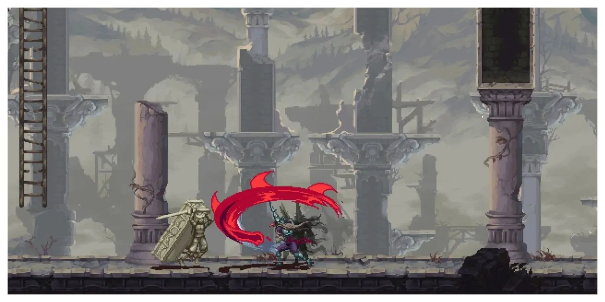 Penitent One chiến đấu trong Blasphemous II, tựa game Metroidvania với nhạc nền mang âm hưởng Tây Ban Nha đặc trưng