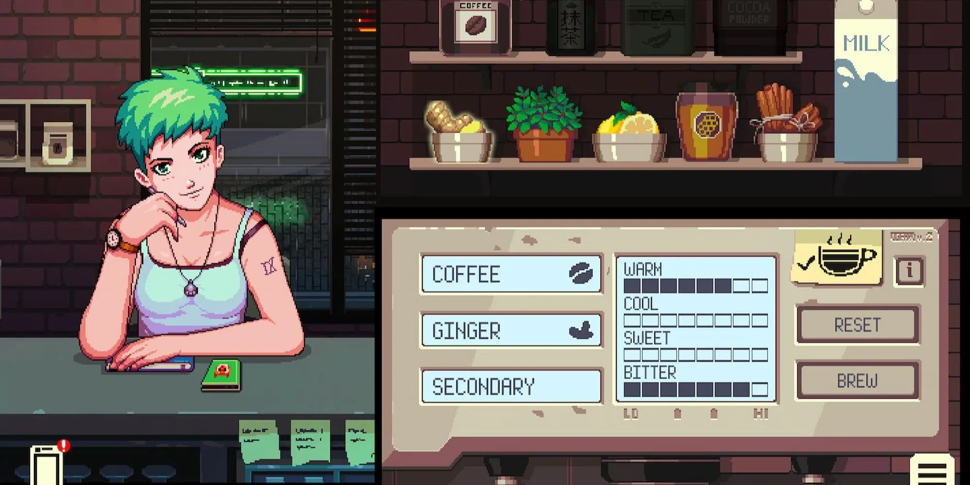 Pha chế đồ uống trong game visual novel Coffee Talk