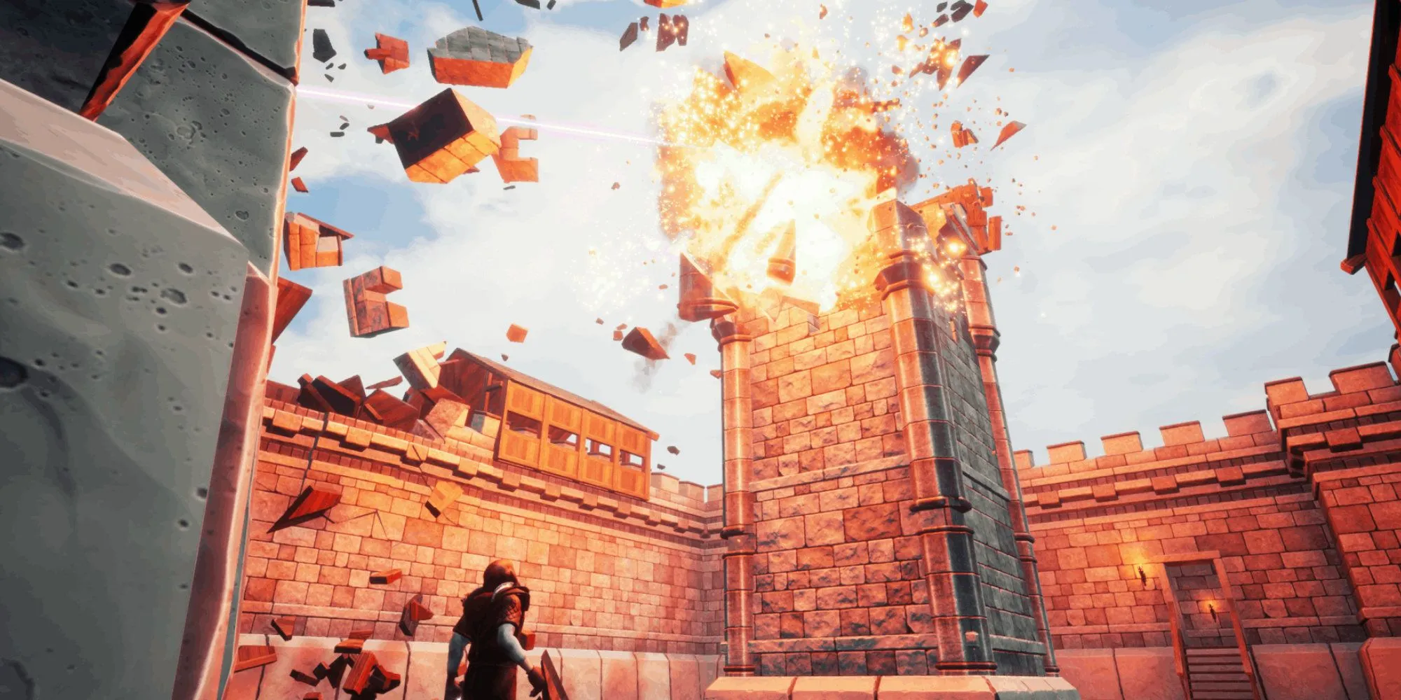 Pháp sư tạo phép hủy diệt tòa tháp trong game Fictorum