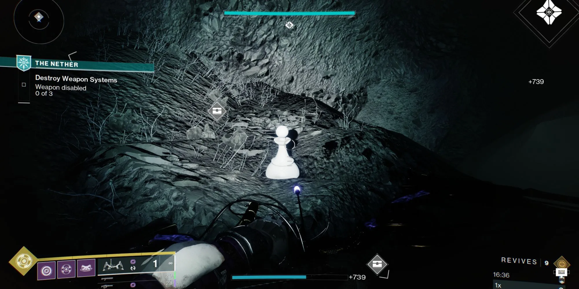 Quân cờ bí ẩn trong hốc tường sau lối đi hẹp tại Hall of Souls The Nether Destiny 2