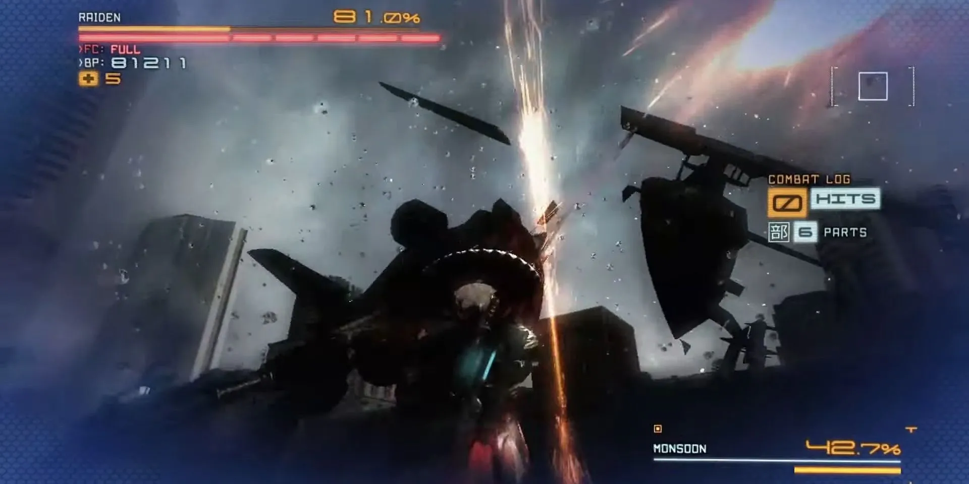 Raiden dùng kiếm chém một chiếc trực thăng trong Metal Gear Rising: Revengeance