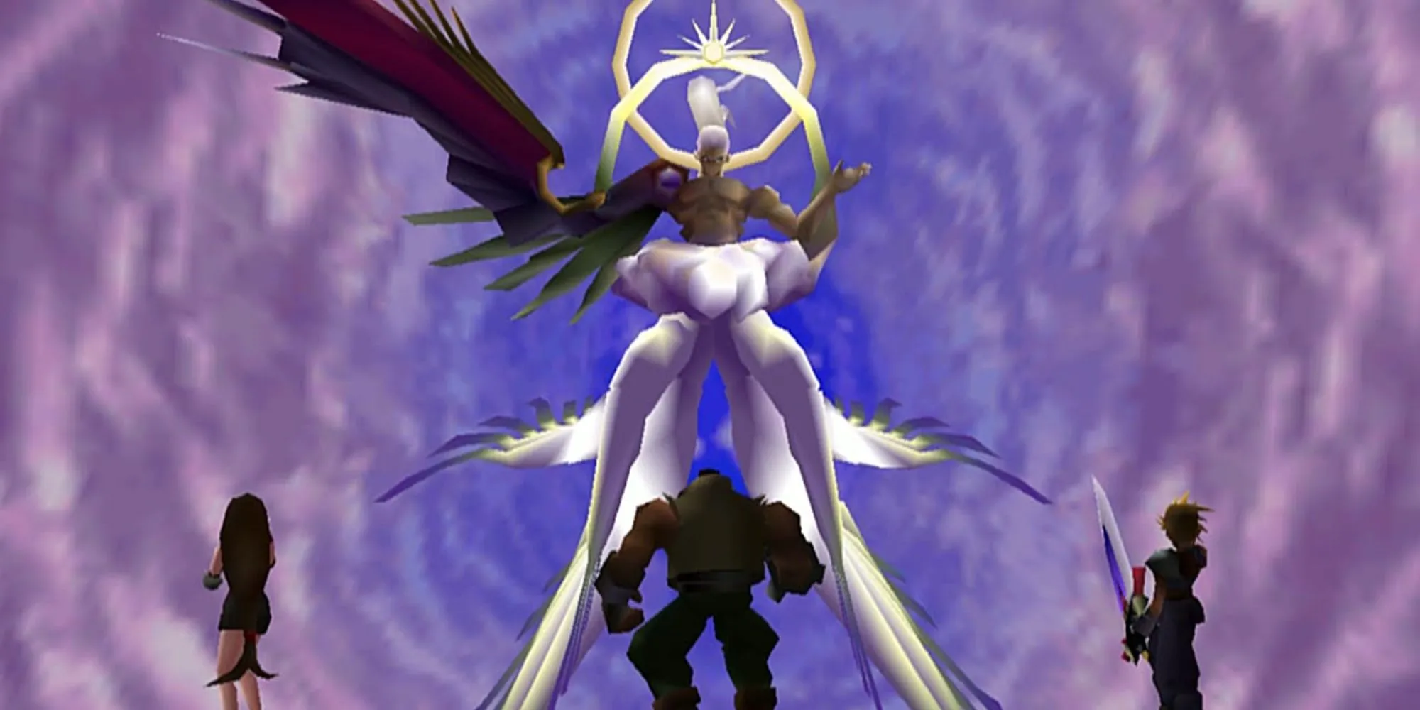 Safer Sephiroth trong Final Fantasy VII với đôi cánh thiên thần và sức mạnh hủy diệt