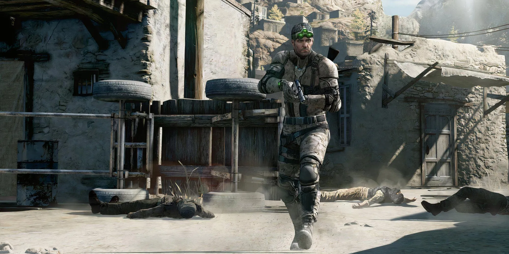 Sam Fisher thực hiện hành động lén lút trong game Splinter Cell Blacklist.
