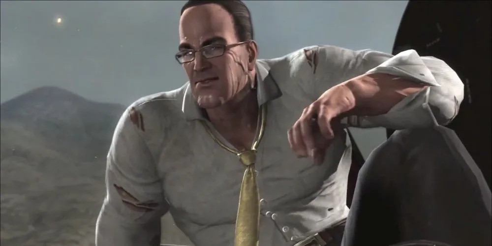 Senator Armstrong ngồi xuống trong Metal Gear Rising Revengeance