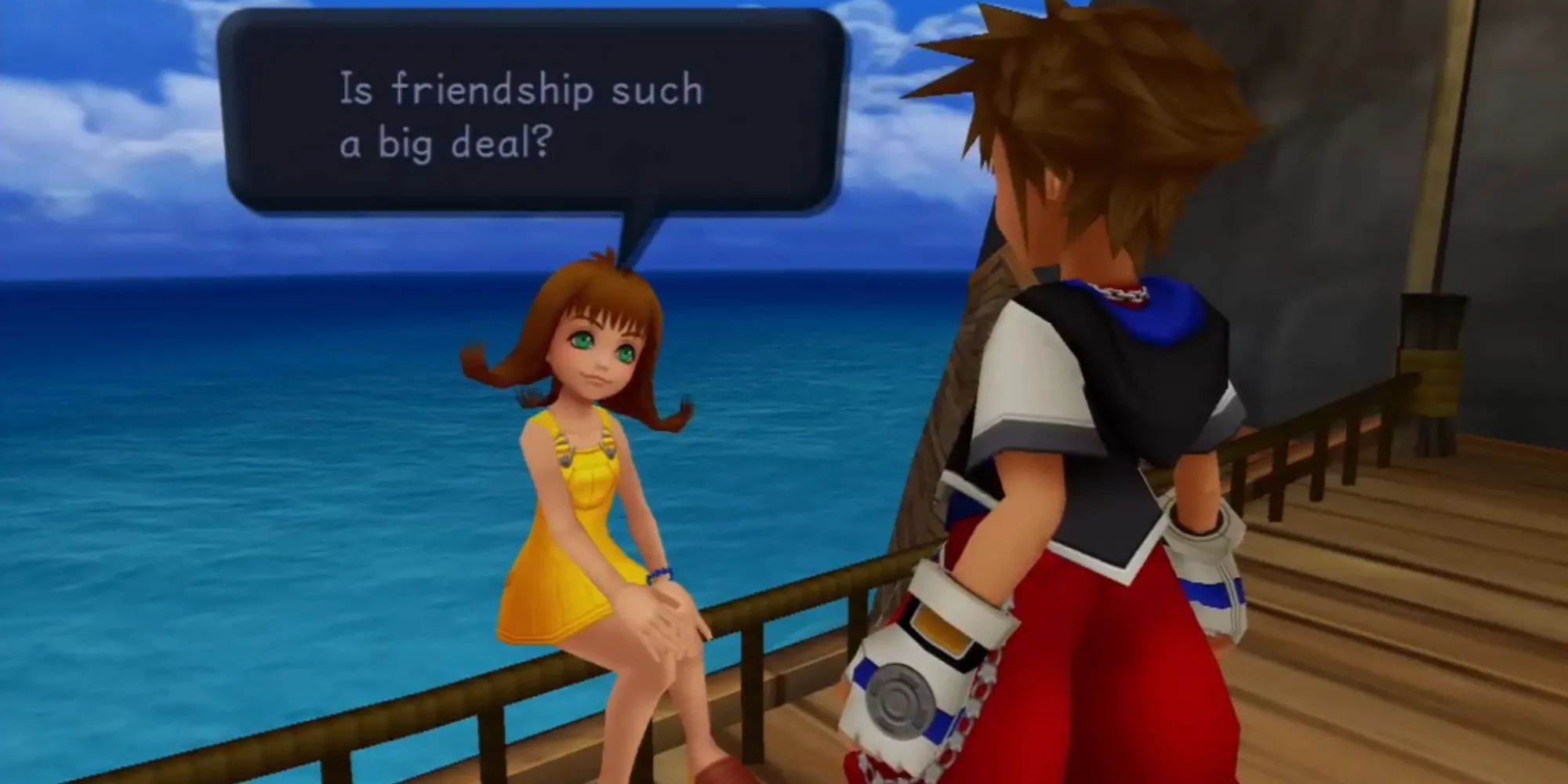 Sora, Selphie và Riku trên Đảo Định Mệnh trong Kingdom Hearts 1