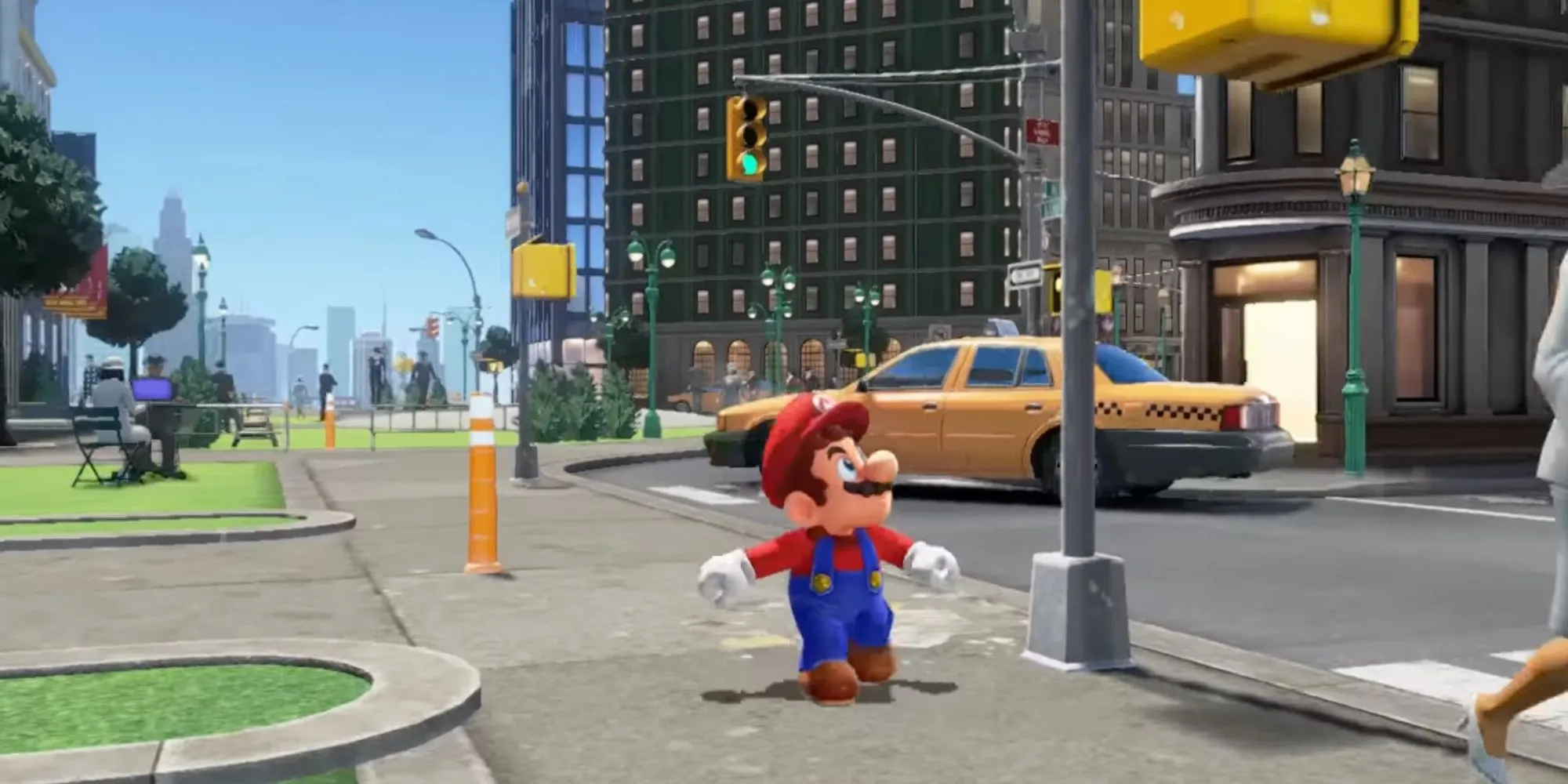 Super Mario Odyssey: Mario chạy vòng quanh một thành phố lớn