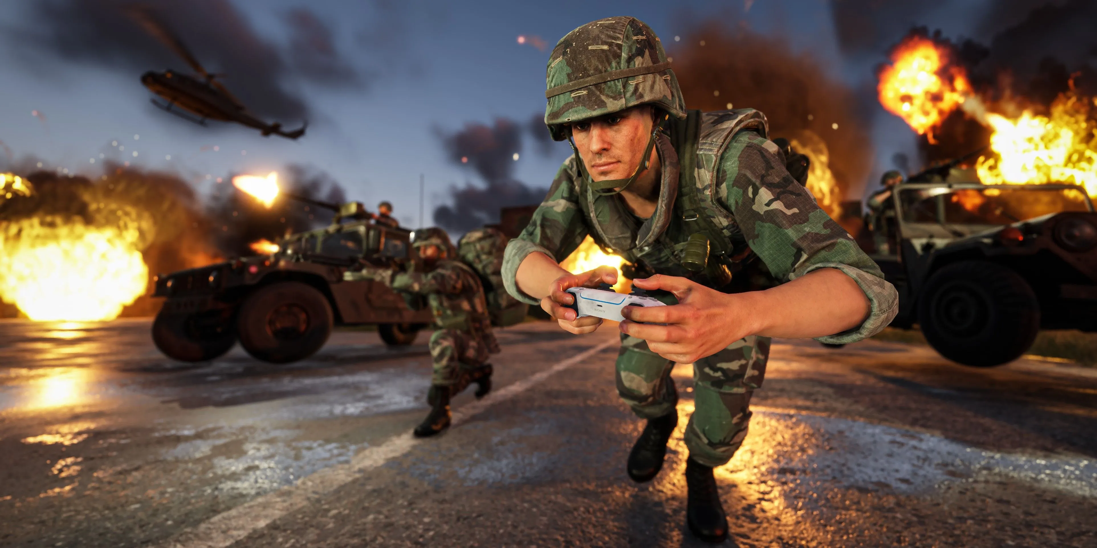 Tay cầm DualSense 5 được sử dụng để chơi game ARMA Reforger