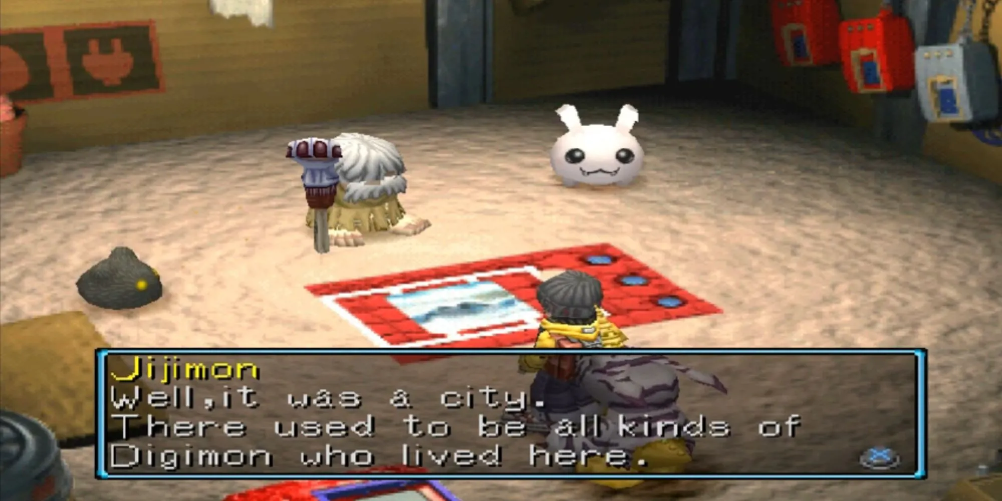 Thành phố File City trong Digimon World PS1 với các Digimon quen thuộc