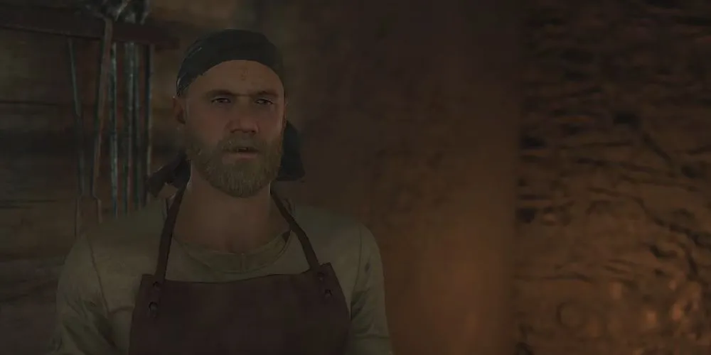 Thợ rèn Radovan tại lò rèn trong Kingdom Come Deliverance 2
