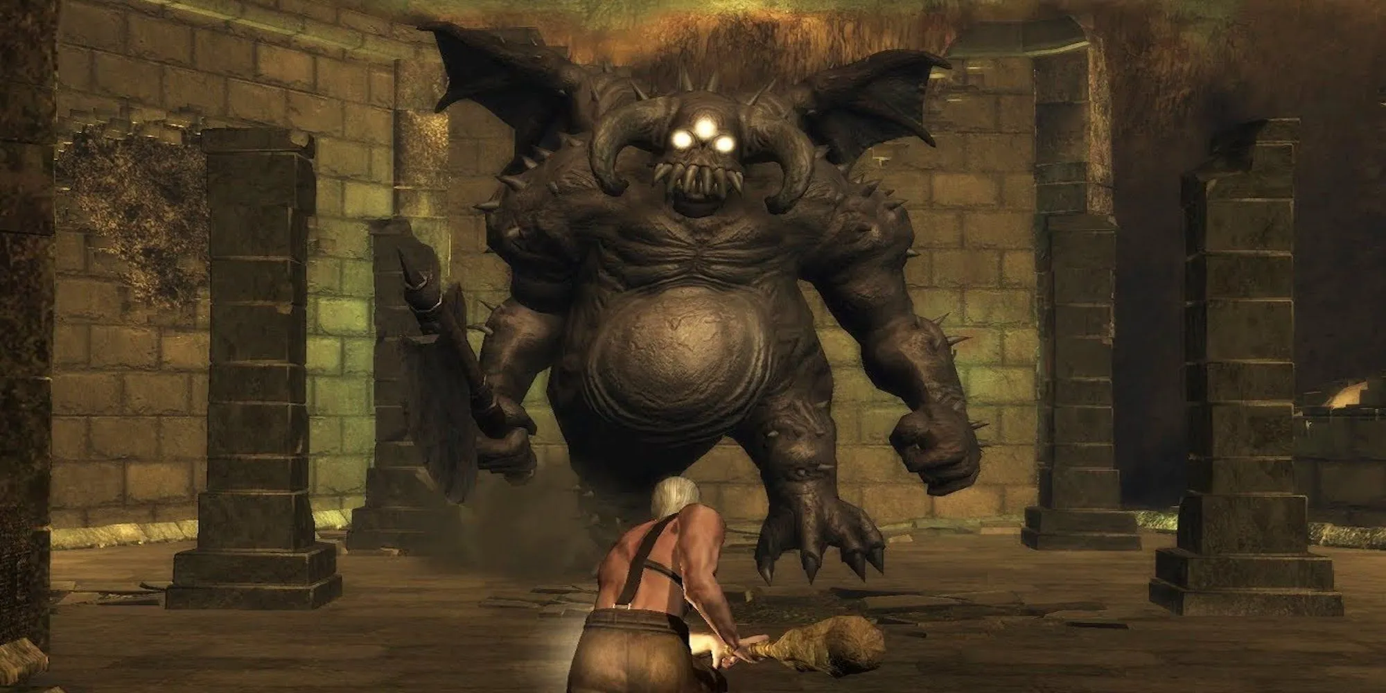 Vanguard trong Demon's Souls chuẩn bị tấn công người chơi