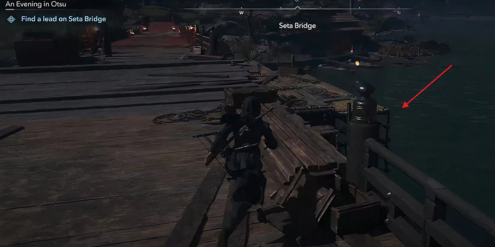 Where to hide in at the Seta Bridge in Assassins Creed Shadows