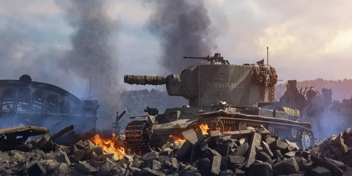 Xe tăng KV-2 trong game World of Tanks, minh họa cho mâu thuẫn giữa Wargaming và Nga