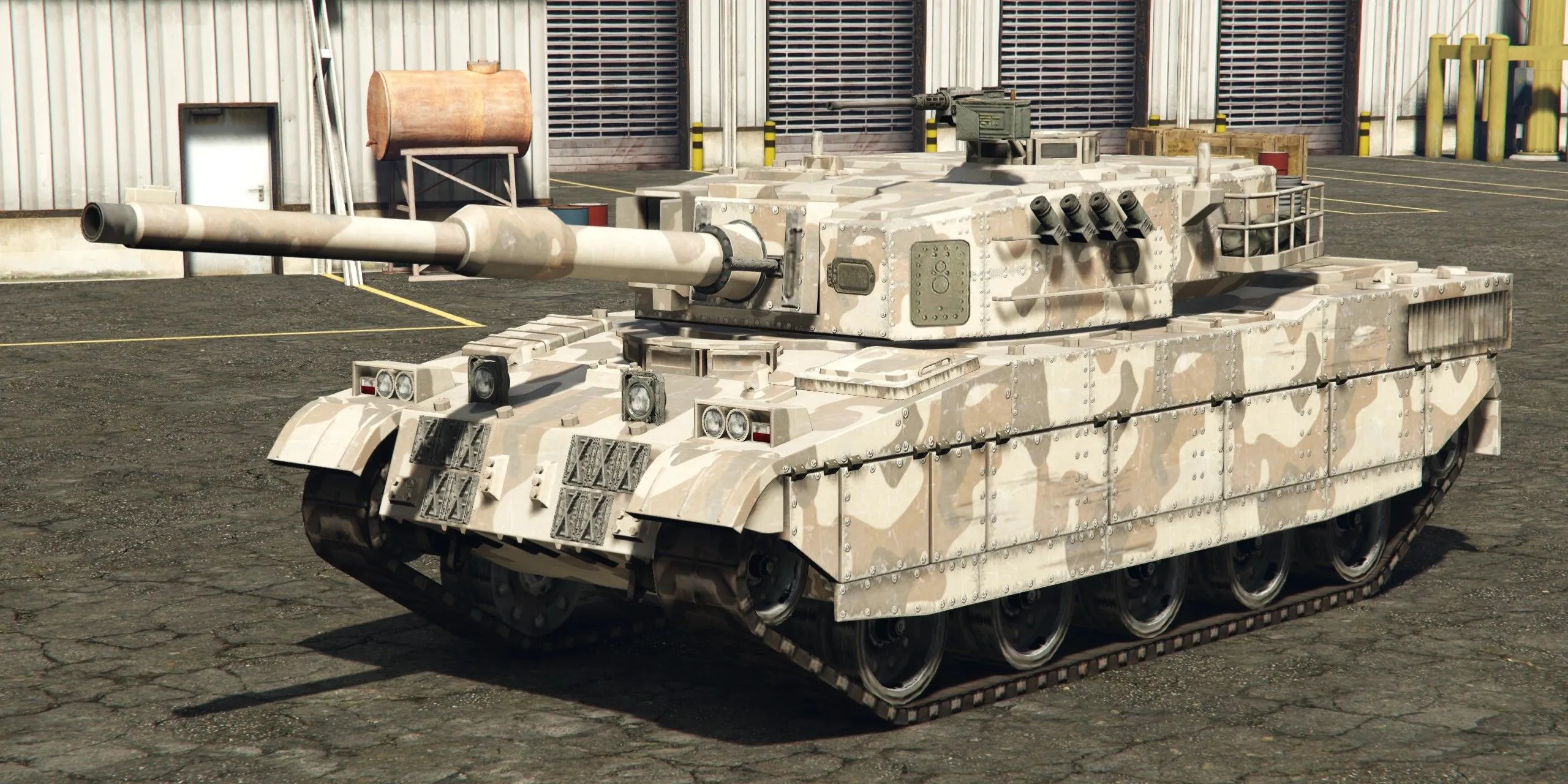 Xe tăng Rhino trong GTA 5, thường có được nhờ sử dụng mã cheat.
