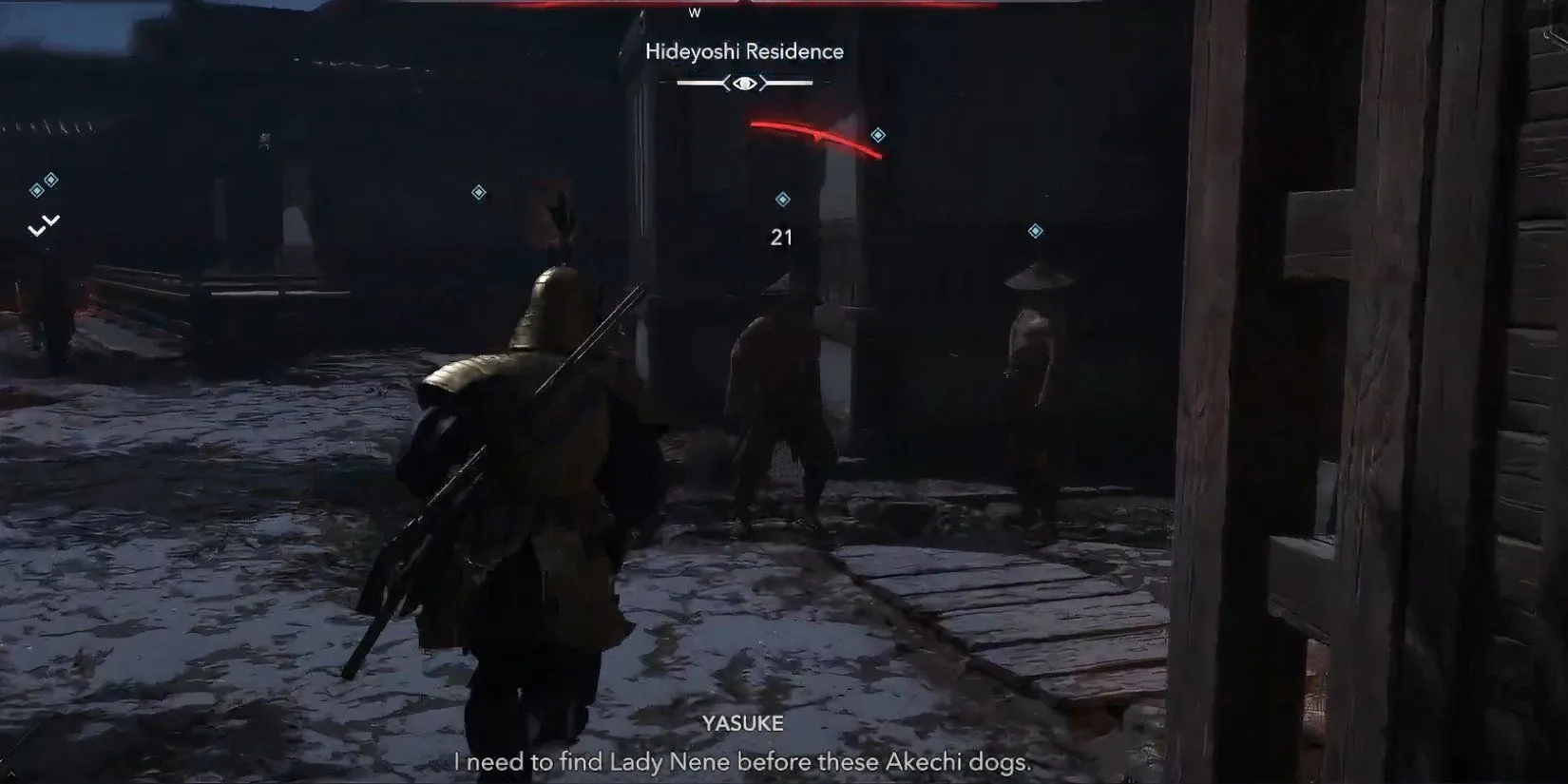 Yasuke protects a civilian at Hideyoshi