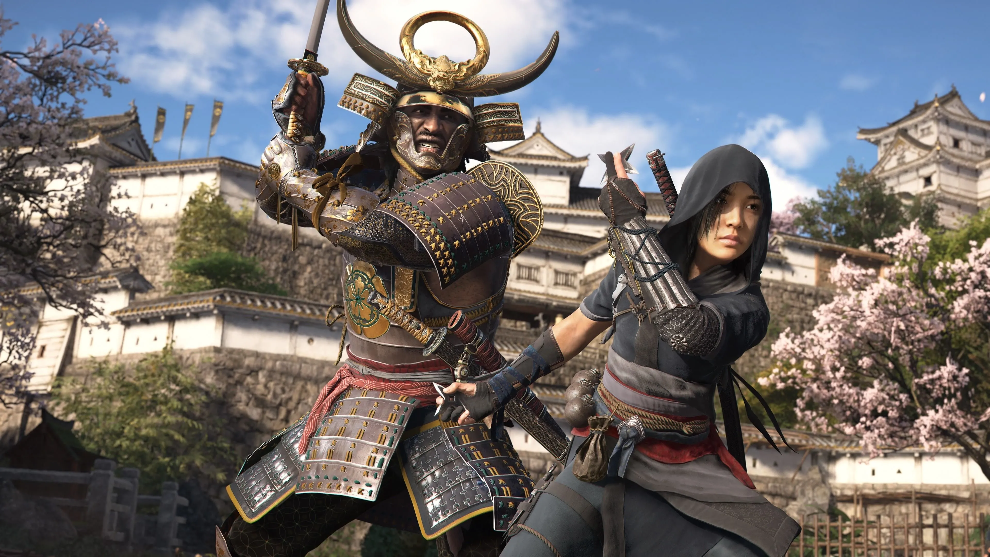 Yasuke và Naoe đứng cạnh nhau, đại diện cho hai lối chơi trong Assassin's Creed Shadows