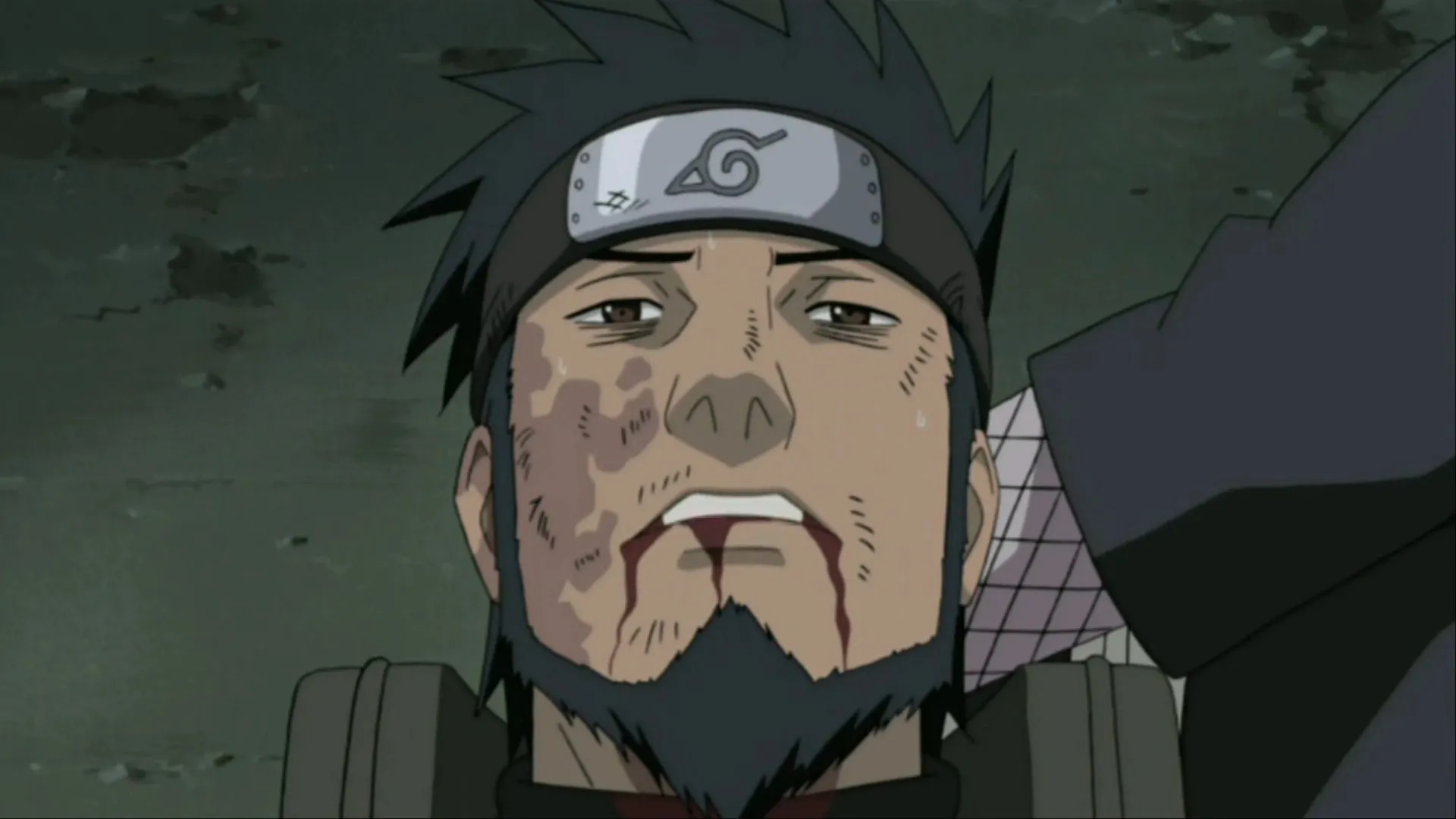 Asuma bị thương nặng được Shikamaru đỡ, nói lời cuối cùng trước khi qua đời