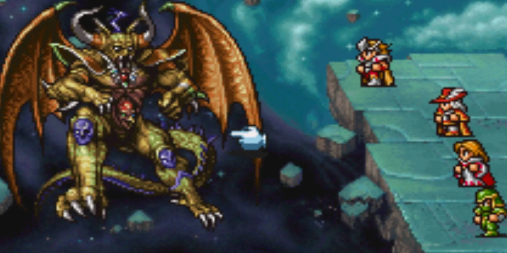 Cảnh chiến đấu với Chaos trong Final Fantasy Pixel Remaster phiên bản đầu tiên
