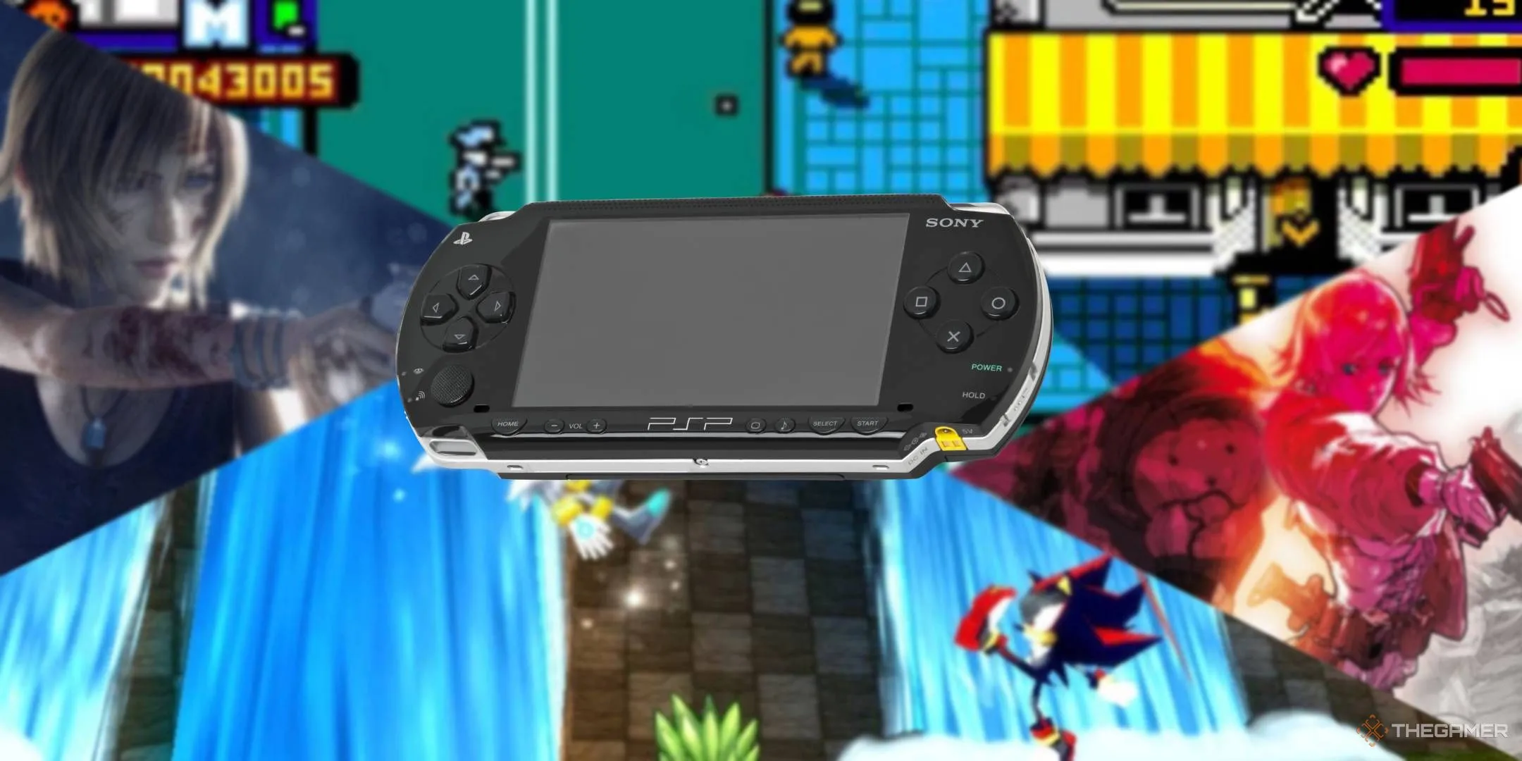 Giao diện PSP phủ lên nền mờ của các bìa game PSP