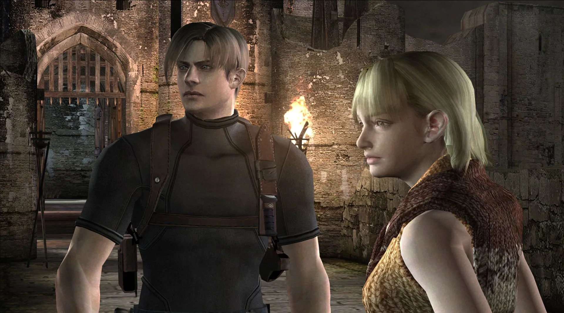 Leon Kennedy và Ashley Graham trong Resident Evil 4 bản gốc