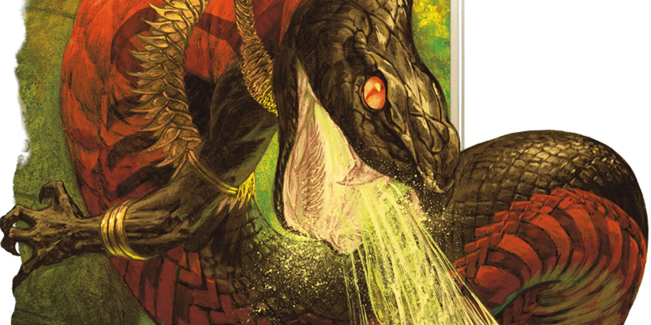 Minh họa một Yuan-Ti Abomination phun độc, thể hiện một trong các hình dạng của Yuan-Ti trong D&amp;D