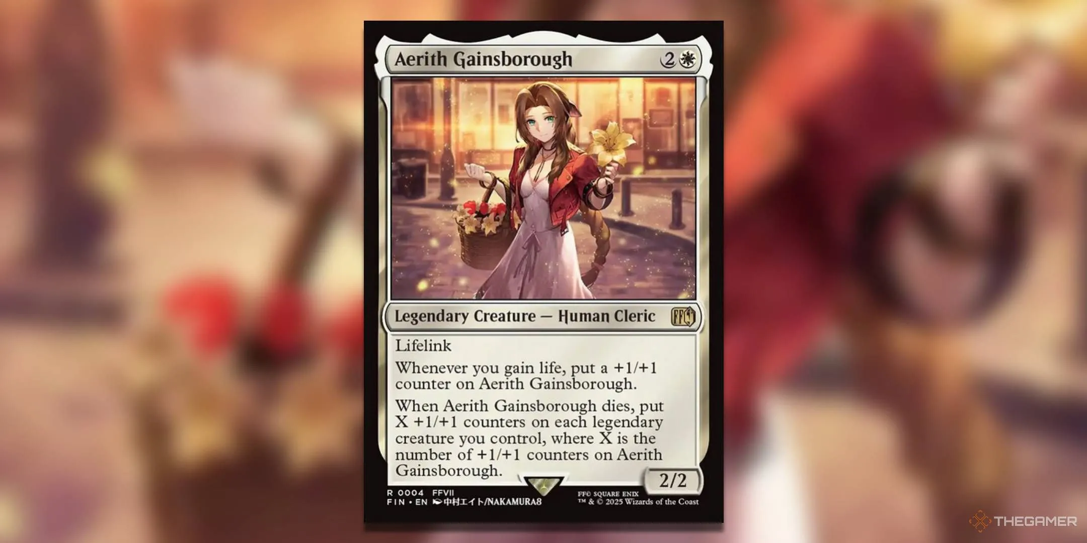 Thẻ bài Aerith Gainsborough phiên bản thường từ bộ MTG x Final Fantasy VII