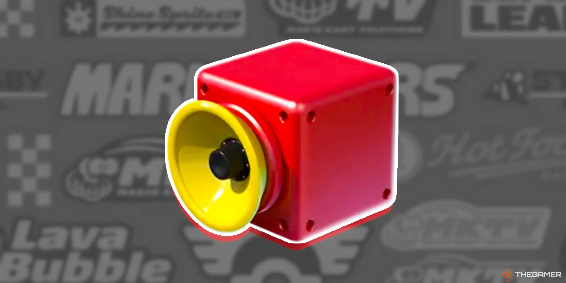 Vật phẩm Super Horn (Còi Siêu Thanh) trong Mario Kart World.