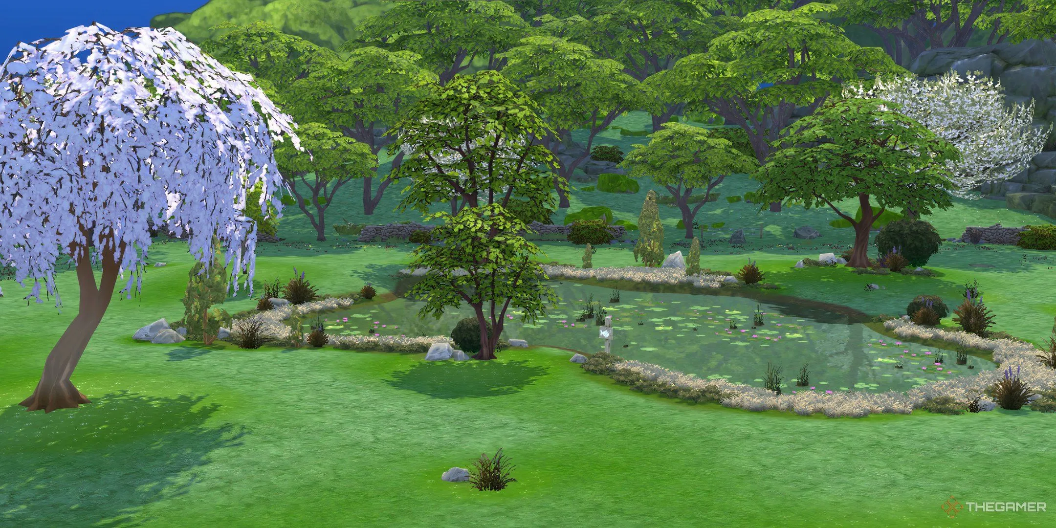 Ao Nông Fern &amp; Frond, nơi Sim có thể câu cá và bắt ếch trong The Sims 4 Enchanted By Nature.