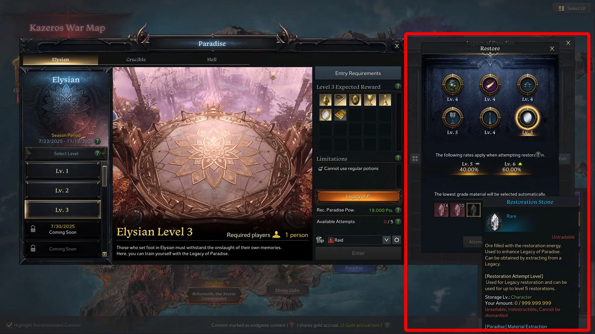 Các món trang bị Legacy of Paradise trong Lost Ark, tập trung vào hiệu ứng nâng cấp quan trọng