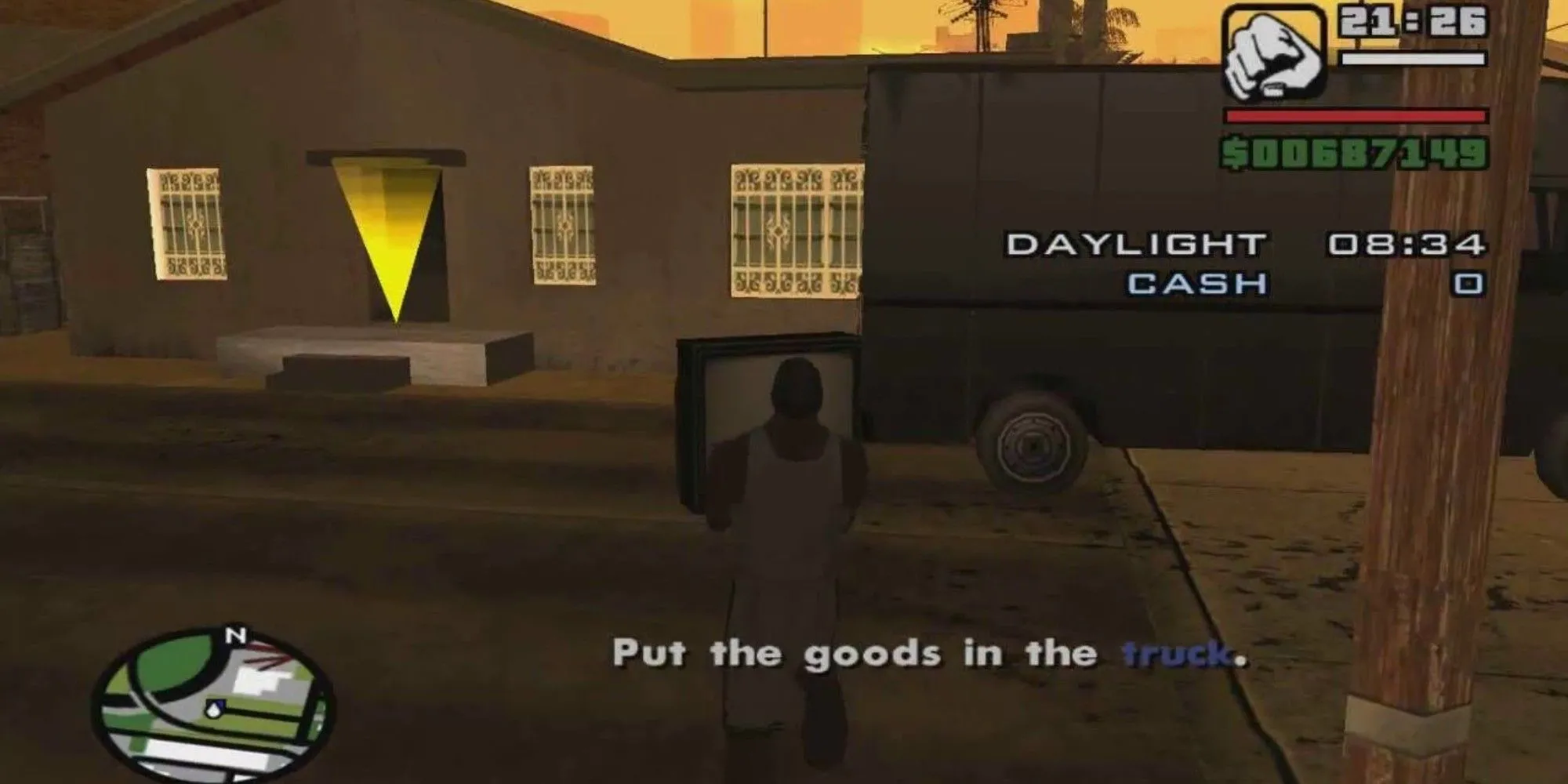 CJ thực hiện nhiệm vụ lén lút trong Grand Theft Auto San Andreas