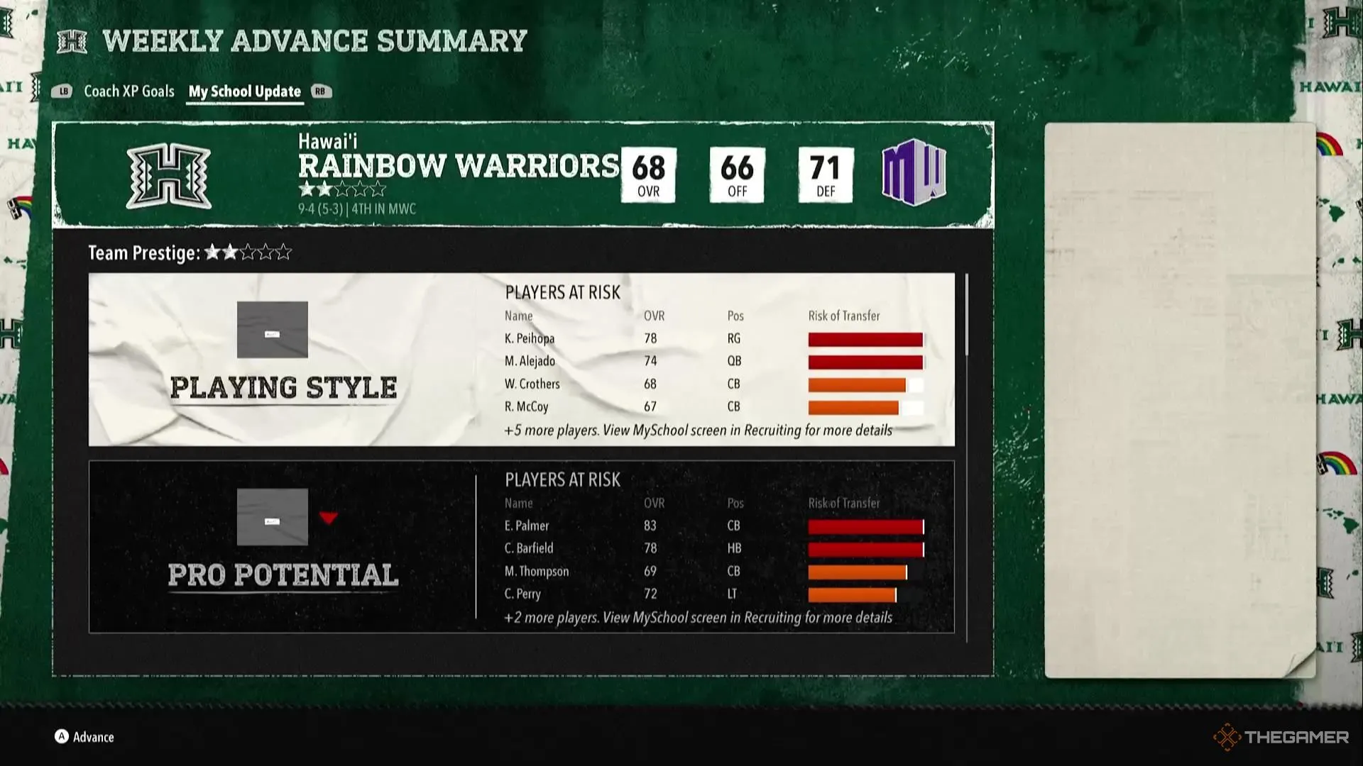 Đội Hawaii tăng hạng lên 2 sao trong College Football 26 Dynasty Mode.