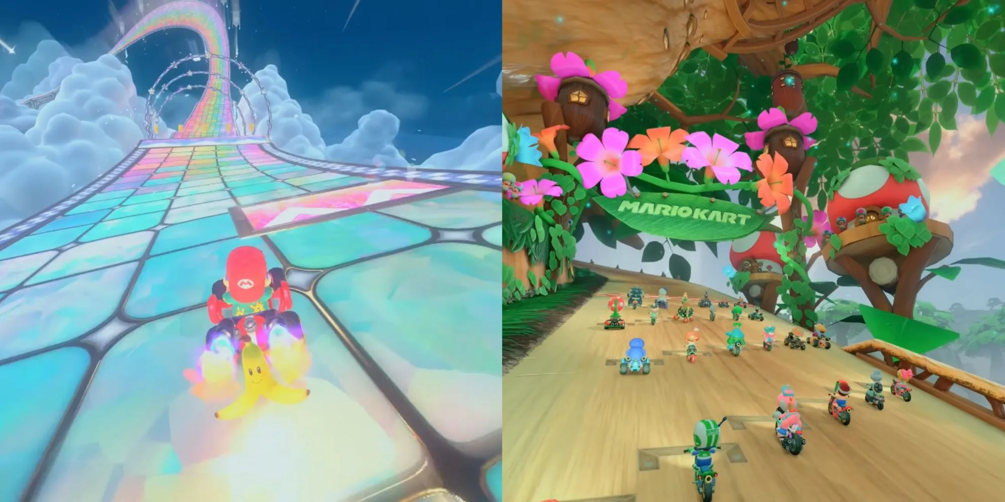 Đường đua Rainbow Road và Acorn Heights trong Mario Kart World, minh chứng sức hút của thương hiệu Mario Kart trên thị trường game