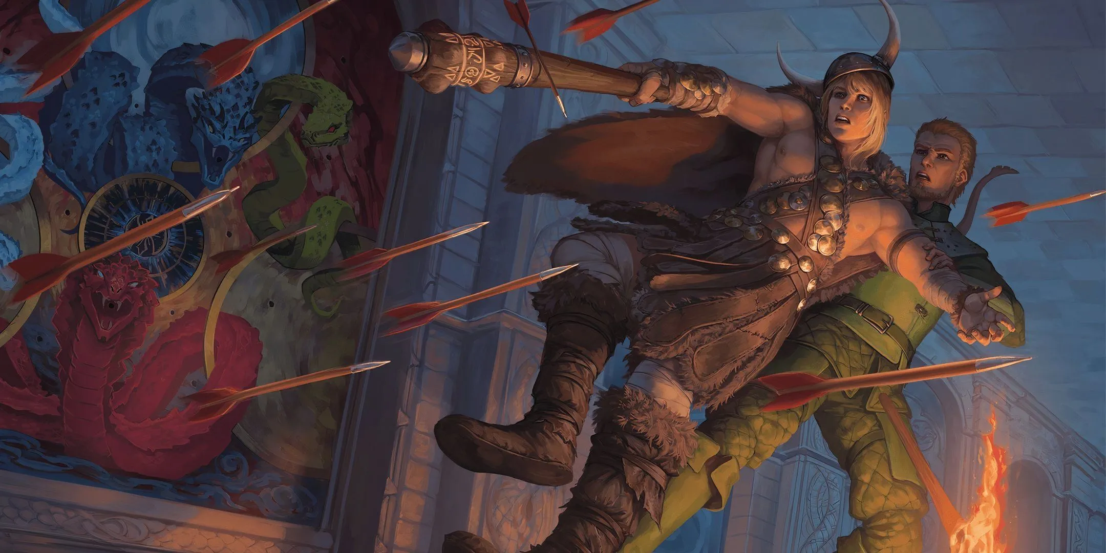 Hai nhà thám hiểm vấp phải một cái bẫy bắn tên trong Dungeons &amp; Dragons, minh họa khoảnh khắc thất bại và giải pháp thay thế.