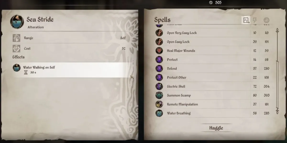 Hiệu ứng phép Sea Stride trong Oblivion Remastered giúp di chuyển trên mặt nước