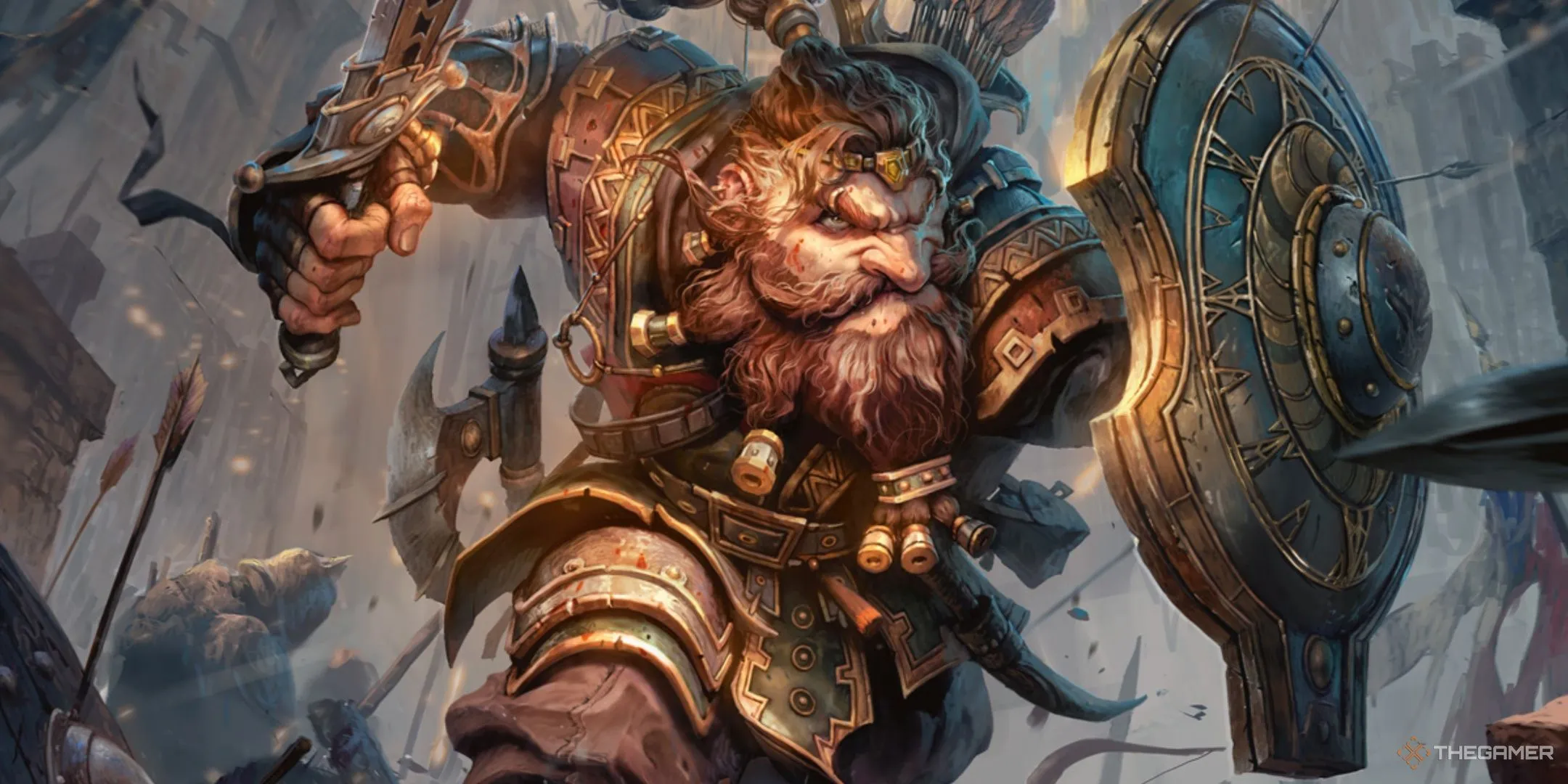 Hình minh họa một chiến binh người lùn từ Dungeons &amp; Dragons, biểu tượng cho việc tạo nhân vật mạnh mẽ.