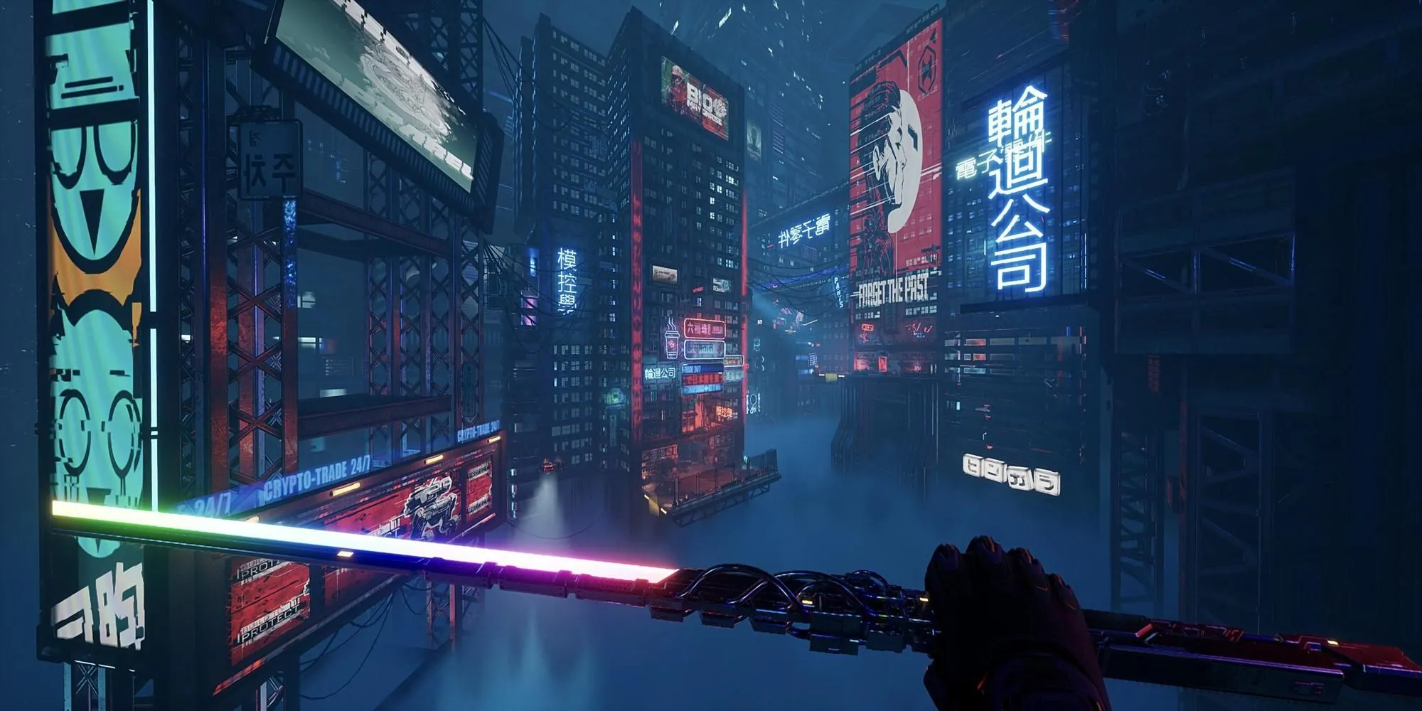 Jack, Ghostrunner, đứng giữa thành phố cyberpunk đầy hiểm nguy