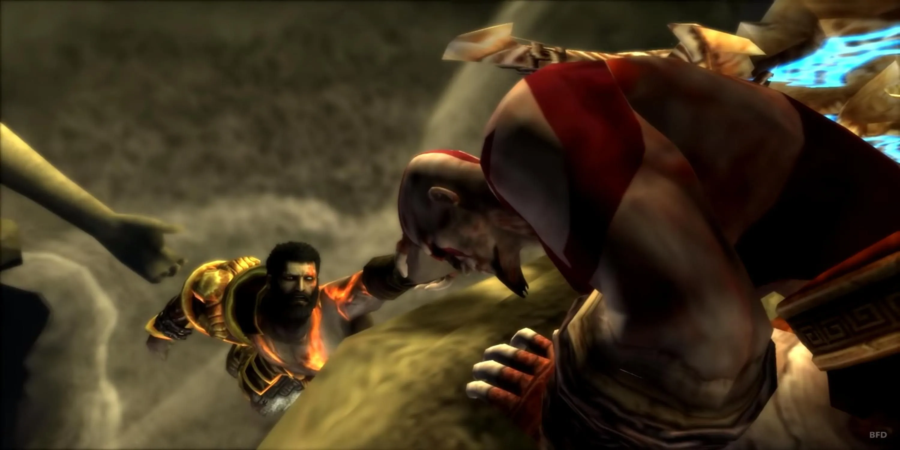 Kratos ôm em trai Deimos trong God of War Ghost of Sparta, một cảnh xúc động và biểu tượng của câu chuyện cá nhân