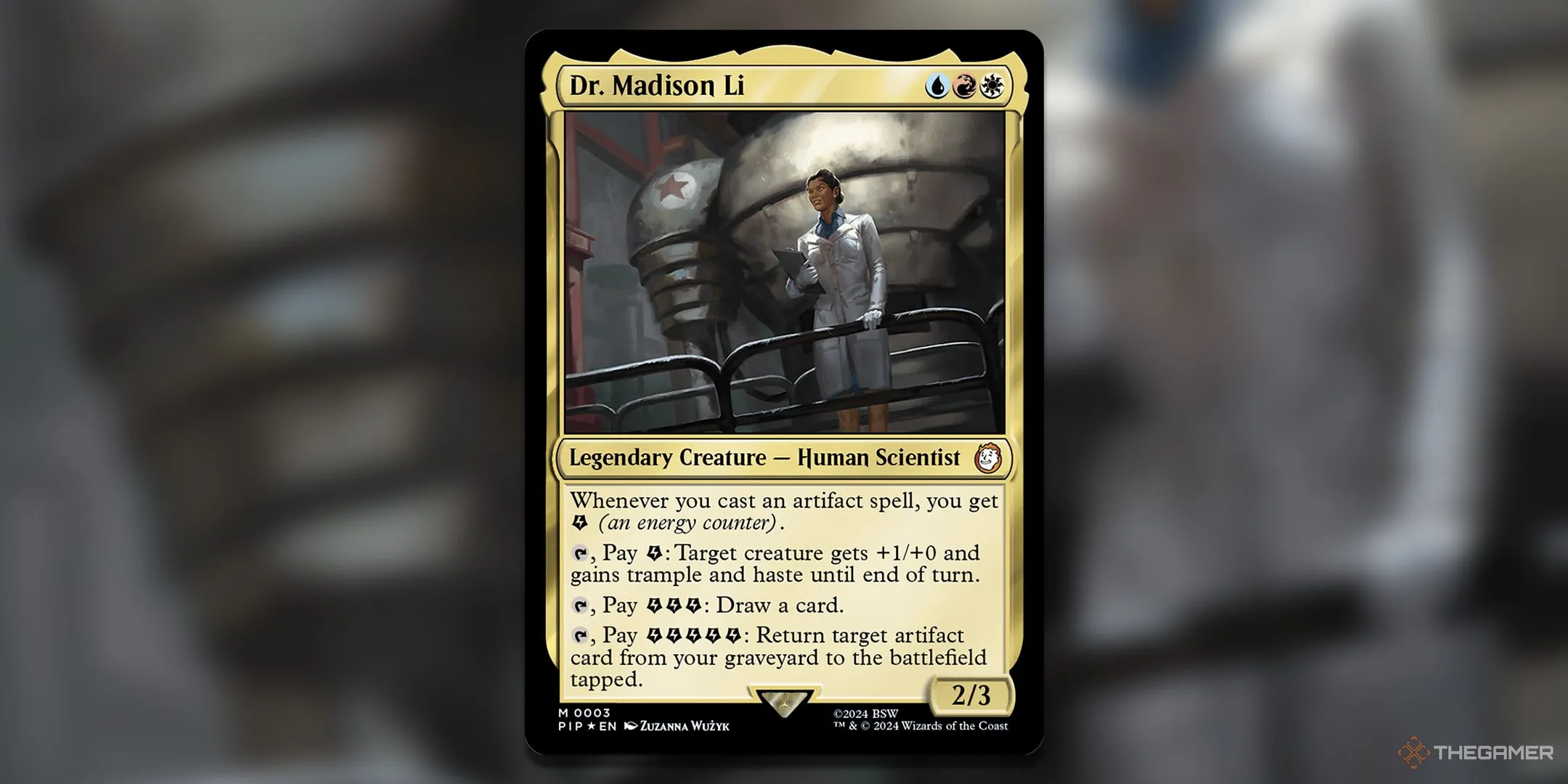 Lá bài Dr. Madison Li trong Magic: The Gathering, Commander chính của deck Science! tập trung vào năng lượng.